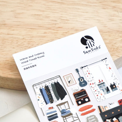 Warm and Creamy Wood Toned Room | Sticker Sheet