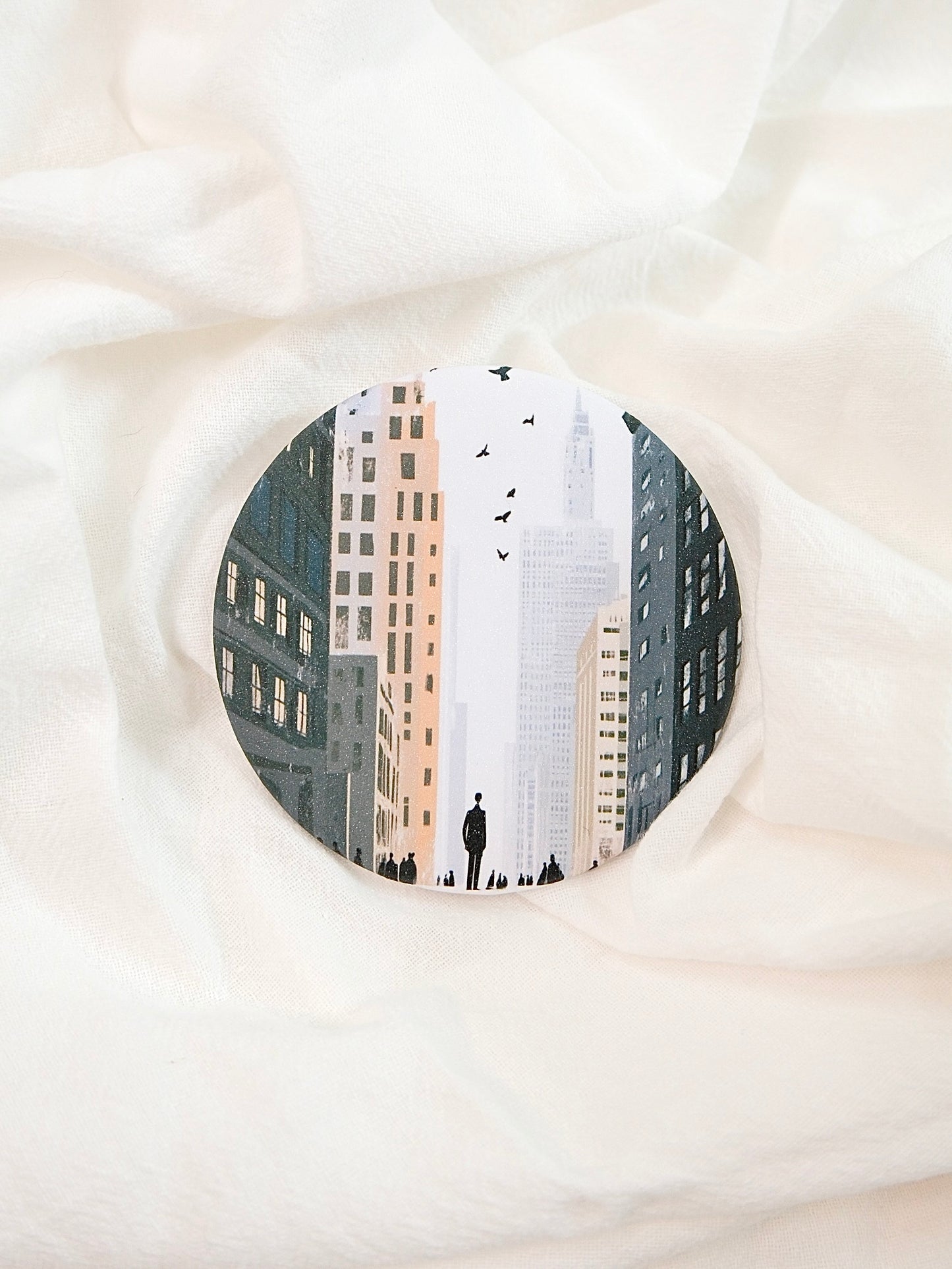 Small Steps in a Big City | Pocket Mirror Badge