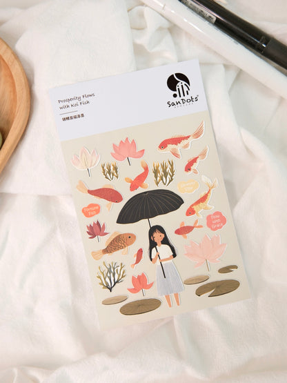 Prosperity Flows with Koi Fish | Sticker Sheet
