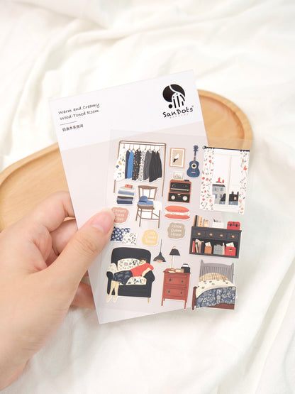 Warm and Creamy Wood Toned Room | Sticker Sheet