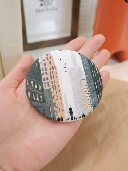 Small Steps in a Big City | Pocket Mirror Badge