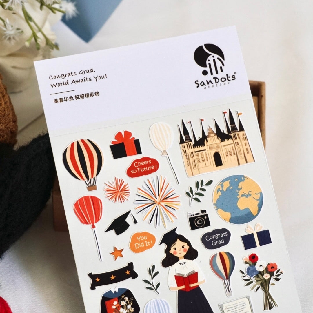 Congrats Grad, World Awaits You! | Sticker Sheet