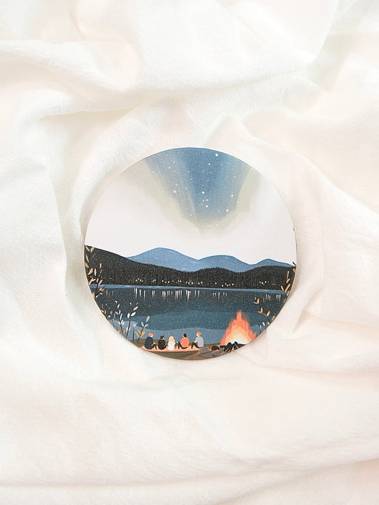 Friendship Beneath Aurora | Pocket Mirror Badge