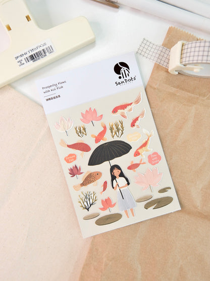 Prosperity Flows with Koi Fish | Sticker Sheet