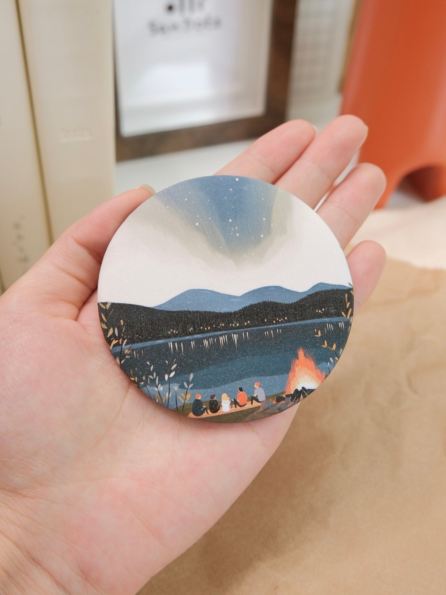Friendship Beneath Aurora | Pocket Mirror Badge