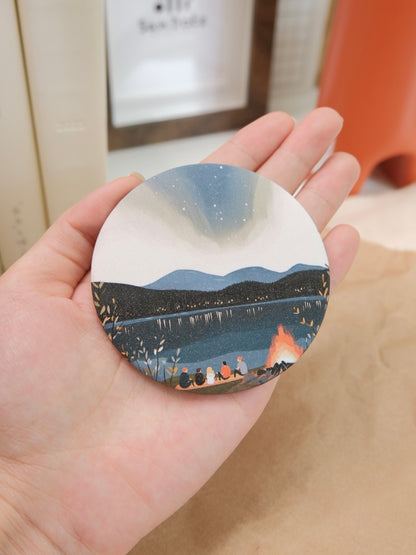Friendship Beneath Aurora | Pocket Mirror Badge