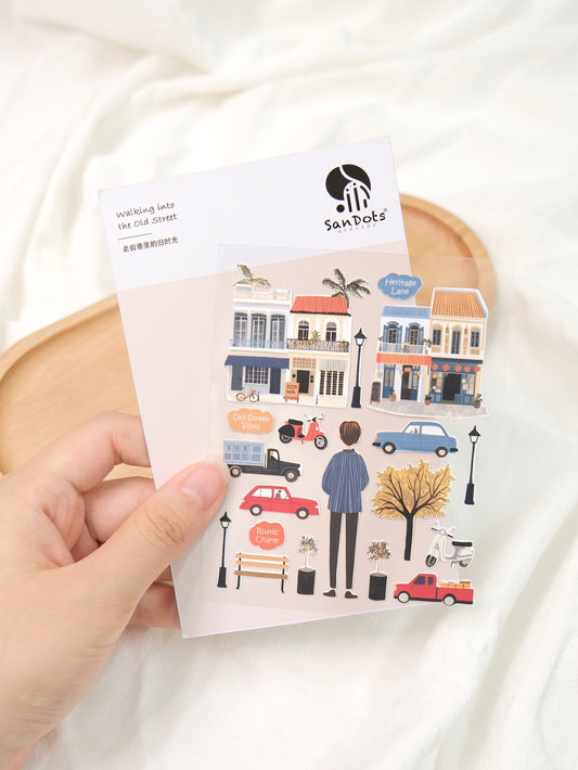 Walking Into the Old Street | Sticker Sheet