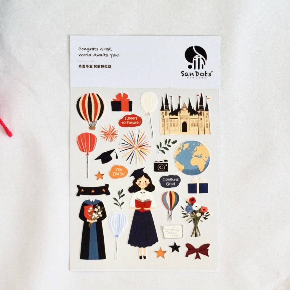 Congrats Grad, World Awaits You! | Sticker Sheet