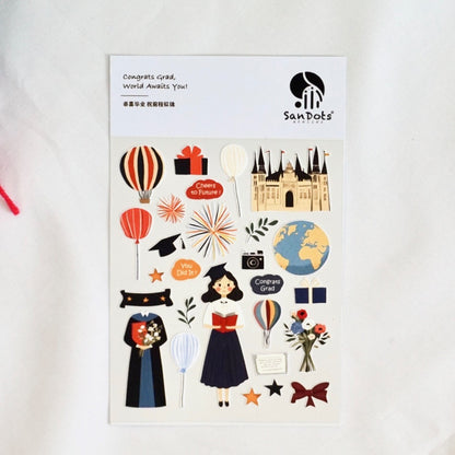Congrats Grad, World Awaits You! | Sticker Sheet