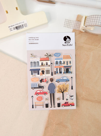 Walking Into the Old Street | Sticker Sheet