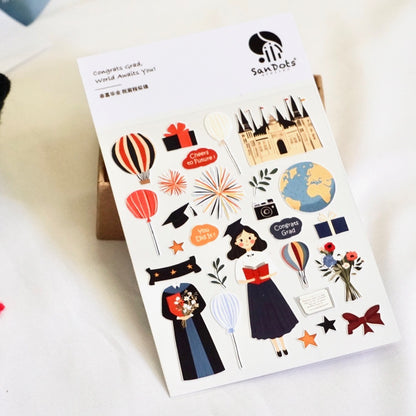 Congrats Grad, World Awaits You! | Sticker Sheet