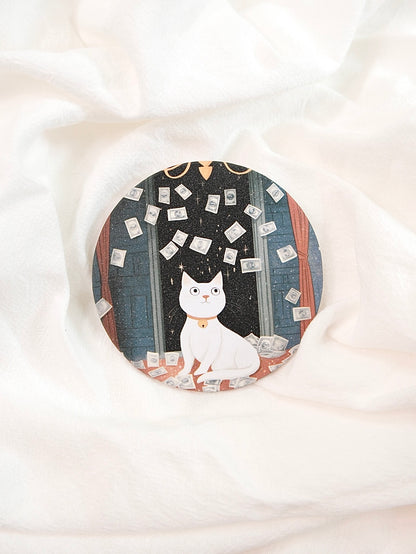 The Prosperity Cat | Pocket Mirror Badge