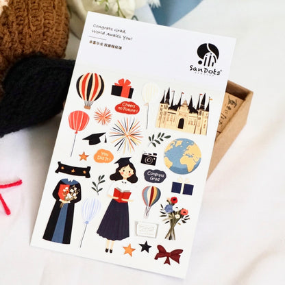 Congrats Grad, World Awaits You! | Sticker Sheet