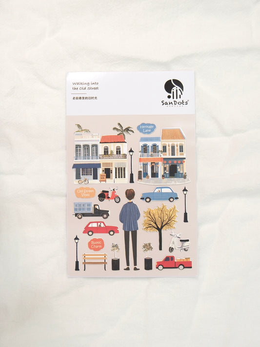 Walking Into the Old Street | Sticker Sheet