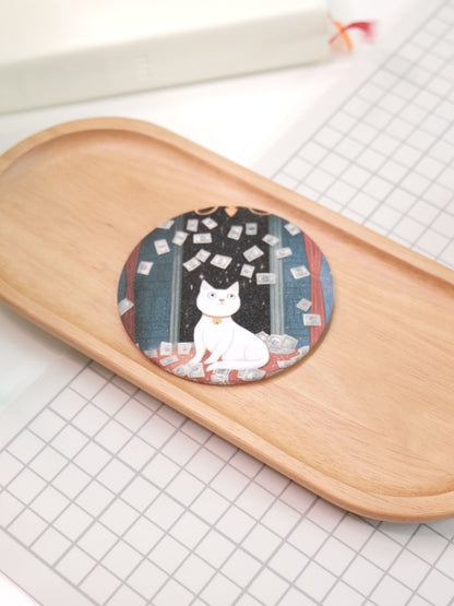 The Prosperity Cat | Pocket Mirror Badge