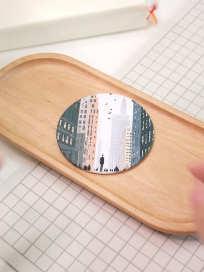 Small Steps in a Big City | Pocket Mirror Badge
