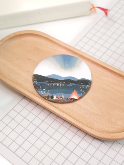 Friendship Beneath Aurora | Pocket Mirror Badge